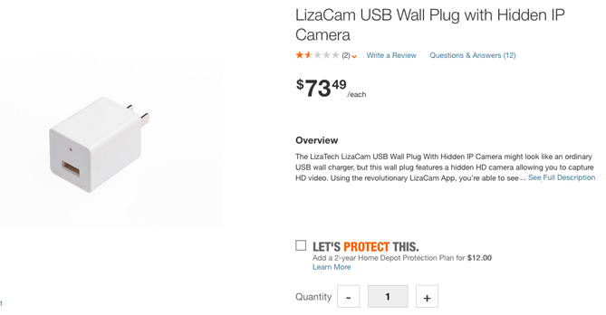 lizatech lizacam usb wall plug with hidden ip camera review